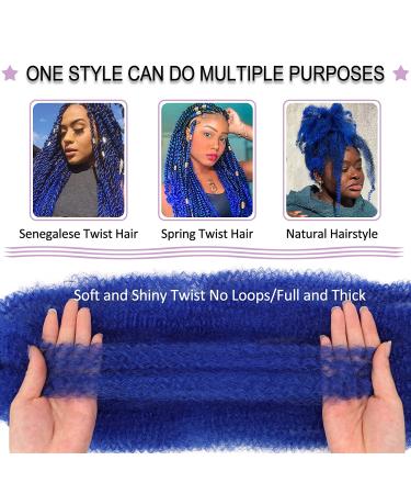 24 Inch Blue Springy Afro Twist Hair 8 Packs for Marley Twist Braiding - Synthetic Extensions for Black Women - Buy Online on GoSupps.com