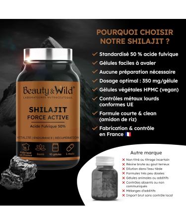 Shilajit Pur 1050 mg 50% Acide Fulvique 90 G lules Shilajit Himalaya nergie Vitalit & Performance Compl ment Alimentaire naturel Fabriqu en France - Buy Online on GoSupps.com