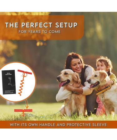 Sliridog 9.2m Heavy-Duty Dog Anchor & Cable | Strongest Stakes for Large Dogs | Safe Outdoor Use (Orange Sunset Chevron) - Buy Online on GoSupps.com