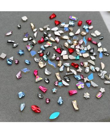 FEIlei 100Pcs Mixed Glass Crystal Hybrid Diamond Rhinestones Nail Art Decorations Drop Rhombus Flatback Stones 3D Gems - Buy Online on GoSupps.com