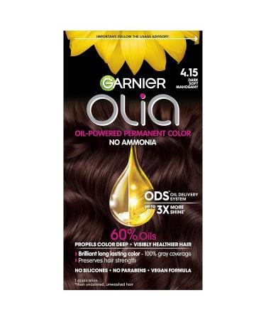 Garnier Olia Ammonia-Free Hair Color 4.15 Dark Soft Mahogany - Permanent Dye, Oil-Rich Formula (1 Count) - Buy Online on GoSupps.com