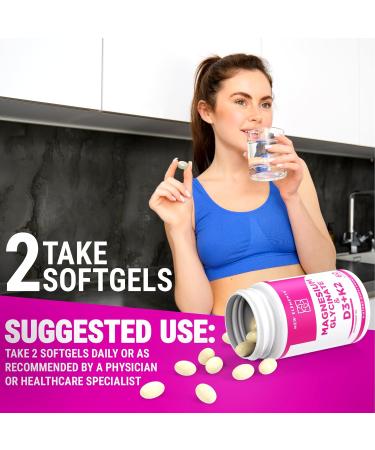 Magnesium Glycinate 500mg with High-Potency Vitamin D3 10 000 IU & Vitamin K2 200mcg | Enhanced with Coconut Oil for Optimal Absorption | Non-GMO Gluten-Free Sugar-Free Softgels (60 softgels) - Buy Online on GoSupps.com
