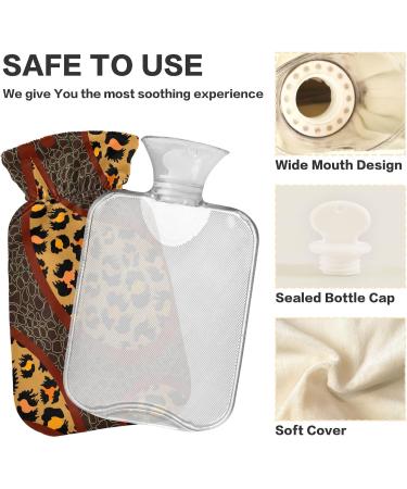 Mnsruu Leopard Paisley Hot Water Bottle with Soft Cover - 2L | Perfect Gift for Women & Kids | Ideal Christmas Present - Buy Online on GoSupps.com