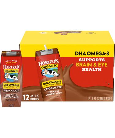 Horizon Organic Shelf-Stable 1% Lowfat Milk Boxes with DHA Omega-3, Chocolate, 8 Fl Oz(Pack of 12) Chocolate with DHA 8 Fl Oz (Pack of 12)