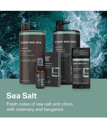 Every Man Jack Beard + Face Wash - Subtle Sea Salt Fragrance - Deep Cleans, Conditions, and Softens Beard - 6.7 oz - Buy Online on GoSupps.com