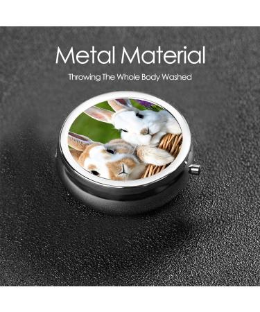 Buy Cute Rabbits Printed Mini Round Pill Box | 3 Compartment Travel Organizer | Portable Medicine Case for Home & Office - Buy Online on GoSupps.com