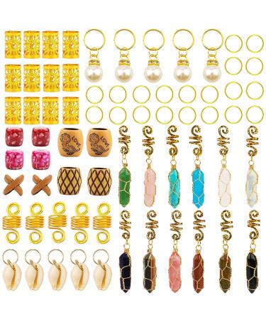 Dreadlocks Jewelry Set - Handmade Crystal & Wood Bead Hair Accessories in Gold - Buy Online on GoSupps.com