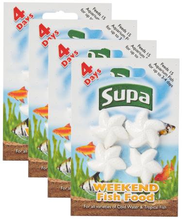 Supa Aquarium Weekend Fish Food 4 Days Pack of 4 Easy To Use Slow Releasing Food Block For Feeding Cold Water & Tropical Aquarium Fish