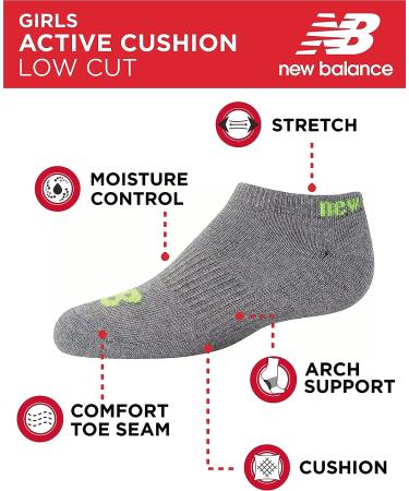 New Balance Girls' Cushion Low Cut Ankle Socks (16 Pack), Pure White - Size Large - Buy Online on GoSupps.com