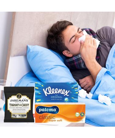 Cough Sweets Bundle with 4X Jakemans Throat and Chest Sweets 73g 1x Kleenex Original Tissues Box 10x Paloma Pocket Tissues and 1x JenBurr Leaflet - Buy Online on GoSupps.com