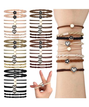40 Pcs Hair Tie Bracelet for Women Boho Hair Ties 4 Styles Braided Hair Ties Pretty Ponytail Holders Hair Accessories Hair Elastics Bulk for Toddler Girls Thick Thin Curly Hair