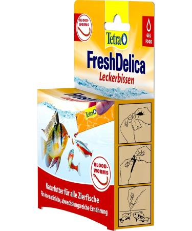 Tetra Freshdelica Bloodworms - Natural Snack for Decorative Fish | 16 x 3g Pack of Red Mosquito Larvae in Jelly - Buy Online on GoSupps.com