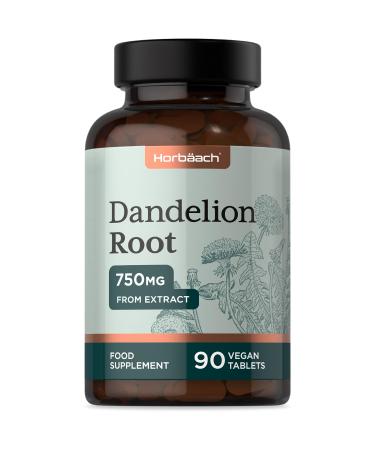 Dandelion Root Extract 750mg | High Strength 4:1 Extract | 90 Vegan Tablets | by Horbaach