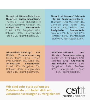 Catit Cuisine Cat Food Seafood and Pumpkin Stew Food Supplement 95 g Grain Free High - Buy Online on GoSupps.com