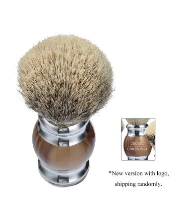 Je&Co Silvertip Badger Hair Shaving Brush - Handmade with Fine Resin Handle and Stainless Steel Base (Brown) - Buy Online on GoSupps.com