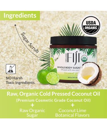 Organic Fiji Whole Body Scrub - Infused with Coconut Oil Exfoliating Sugar Scrub for Smooth and Soft Skin Exfoliates & Restores Skin's Natural Biosphere Coconut Lime 20 oz - Buy Online on GoSupps.com