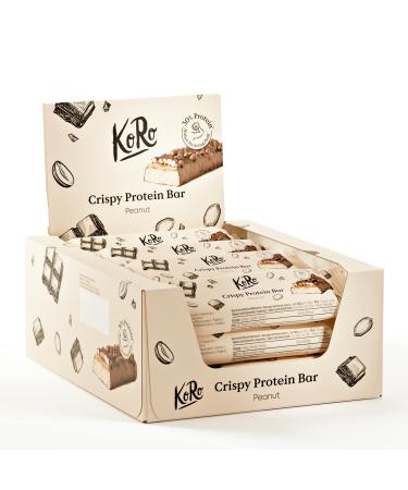KoRo - Crunchy Peanut Protein Bar 12 x 60g - No added sugars* - Protein and crunchy - Practical snack