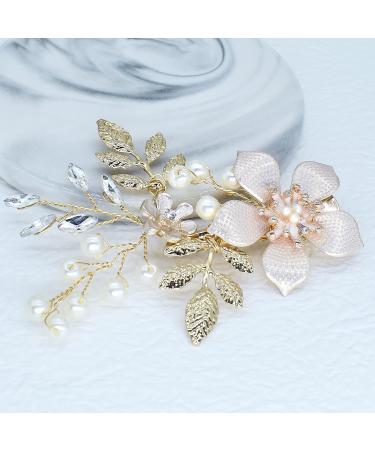 Wedding Hair Clip Fanvoes Hair Accessories Pieces for Brides Bridal Rose Gold Vintage Headpiece Barrette Decorations Jewelry Handmade Flower Ivory Pearl Rhinestone Crystal for Women Girls Bridesmaid - Buy Online on GoSupps.com