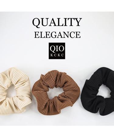 QIOKCKC 3Pcs Big Scrunchies for Thick Hair - Soft Satin Neutral Scrunchies for Women and Girls in Black, Coffee, Off - Buy Online on GoSupps.com