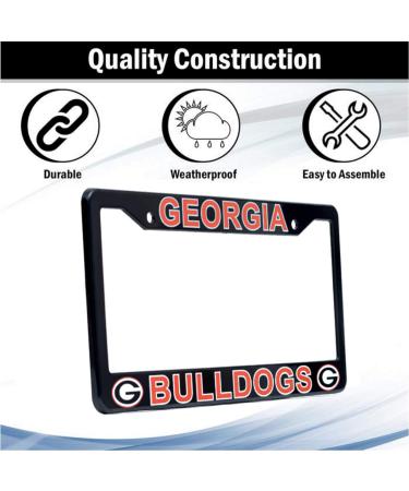 Georgia Bulldogs License Plate Frame Cover Black Slim Design 12.25 x 6.25 | EliteAuto3K Perfect Gift for Sports Fans - Buy Online on GoSupps.com