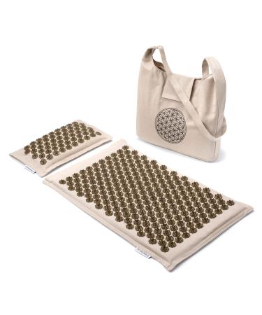 naturling acupressure mat with pine pillow and bag - sustainable acupuncture set