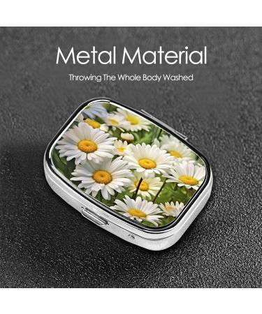 Floral Daisies 2 Compartment Pill Case | Cute Travel Pill Box Organizer for Purse & Gifts - Buy Online on GoSupps.com