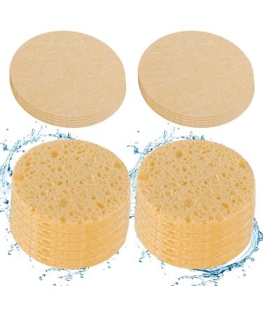 20 Natural Cellulose Facial Sponges for Cleansing and Exfoliating - Round Yellow Sponge Set - Buy Online on GoSupps.com