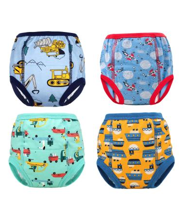 MooMoo Baby Training Underwear 4 Packs Absorbent Toddler Potty Training Pants for Boys and Girls-Cotton Animal Print 2T-6T Car 3T