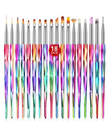 Saviland 18pcs Nail Art Brush Set - Professional Nail Art Design Brushes Nail Brushes for Gel Polish Nail Art Brush, Nail Art Liner Brush, Nail Sculpture Pen for DIY Manicure Tools, French Nails