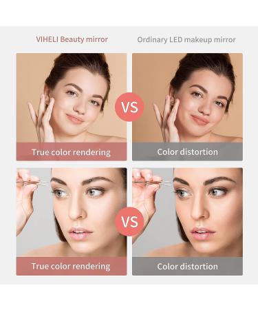 VIHELI LED Makeup Mirror with Light | Portable USB Rechargeable Vanity Mirror - Touch Screen Dimming (White) - Buy Online on GoSupps.com