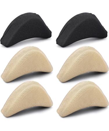WLLHYF Soft Sponge Adjustable Shoe Filler Big Toe Plug Foot Brace Pads - 3 Pairs, Skin+Black - Comfortable Inserts for High Heels & Relief from Foot Pain - Reusable & Adjustable for Perfect Fit - Buy Online on GoSupps.com