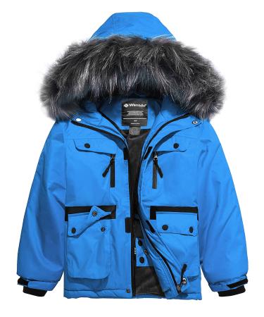 Wantdo Kids Boys' Fleece/Lined Snowboarding Jacket Weatherproof Warm Winter Coat Blue 8-9