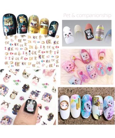 PHOGARY Cat Nail Stickers - 8 Sheets Nail Art Decals for Women & Girls | Perfect for False Nails & Manicure Gifts - International Shipping Available - Buy Online on GoSupps.com