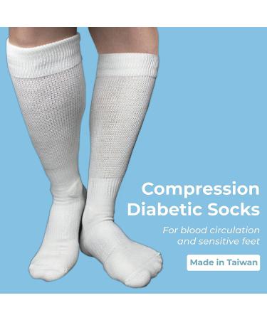 Magic Sport Light Compression Diabetic Crew Socks - Unisex Medium White - Buy Online on GoSupps.com