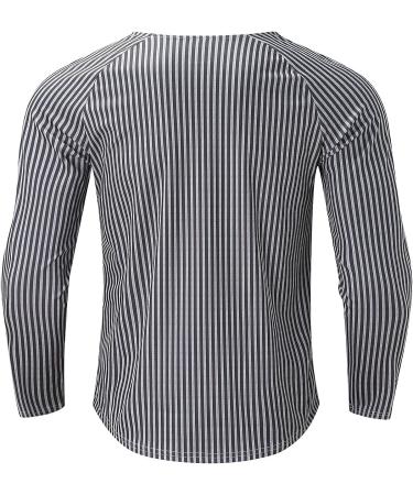 Long Sleeve Urban Striped T-Shirt for Men - Slim Fit Crewneck Pullover in Medium Coffee - Buy Online on GoSupps.com