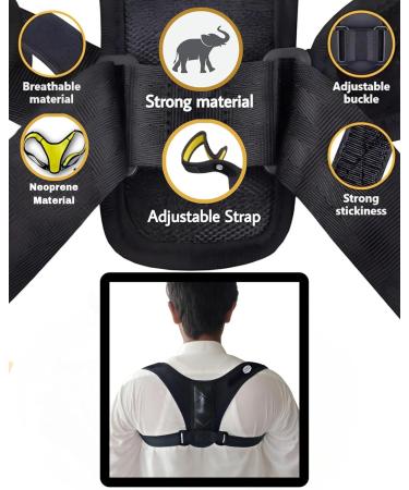 Neoprene Posture Corrector for Men & Women - Adjustable Upper Back Brace for Pain Relief & Clavicle Support (33-43) - International Shipping Available - Buy Online on GoSupps.com