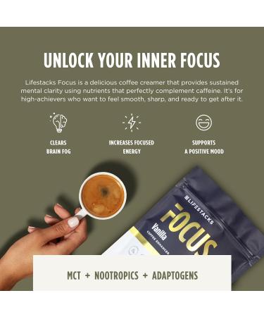 LIFESTACKS Focus Coffee Creamer - Energy & Clarity Boost with MCT Powder Nootropics & Adaptogens - Keto Vegan Zero Sugar Taurine L-Tyrosine Rhodiola Vanilla - Shop Internationally - Buy Online on GoSupps.com
