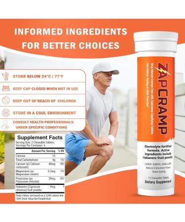 Muscle Cramp Relief Tablets - Chewable Electrolyte Formula for Body & Leg Cramps - Spicy Cinnamon Flavor - 12 Tablets (6 Doses) - International Shipping Available - Buy Online on GoSupps.com
