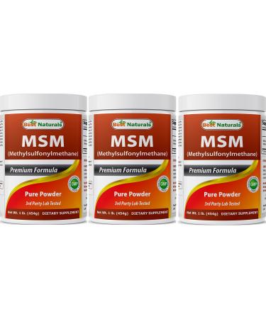 Best Naturals 100 Pure MSM Powder 1 Pound 1 Pound Pack of 3