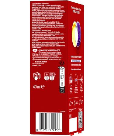 COLGATE - S rum Max White Purple - Booster de Blancheur Apr s le Dentifrice pour une Correction Instantan e de la Couleur - Pour un sourire plus blanc et clatant d s la premi re utilisation - 40ml Serum - Buy Online on GoSupps.com
