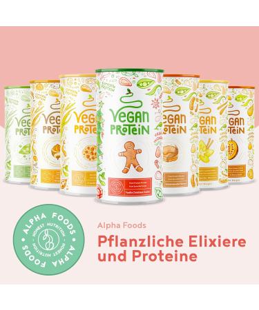 Vegan Protein Powder 600g - 22g Protein per Serving | Premium Quality Shake - Soy Rice Pea Sunflower & Pumpkin Seed Blend - Alpha Foods Kipferl - Buy Online on GoSupps.com