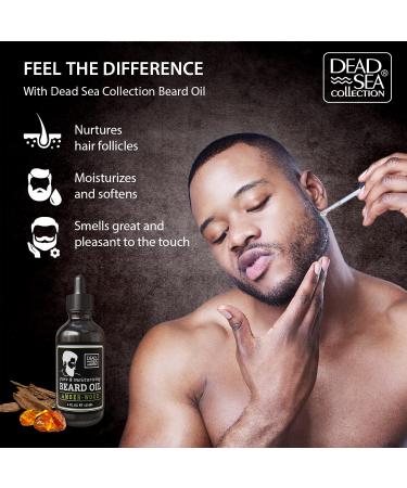 Dead Sea Collection Amber Wood Scented Beard Oil for Men - Nourishing Beard Care & Mustache Moisturizer - 4 Fl. Oz - Buy Online on GoSupps.com