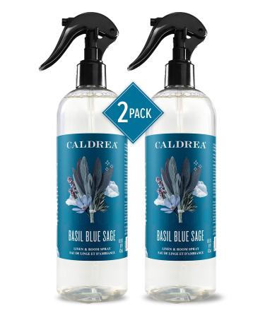 Caldrea Linen and Room Spray Air Freshener, Made with Essential Oils, Plant-Derived and Other Thoughtfully Chosen Ingredients, Basil Blue Sage, 16 oz, 2 Pack Linen spray, 2 Pack