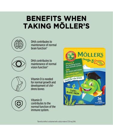 Moller's Omega 3 Jellies for Children 36 Capsules - Tutti Frutti Flavor - Buy Online on GoSupps.com