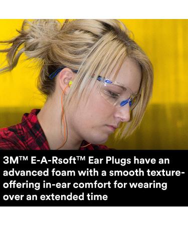 3M Ear Plugs 200/Box E-A-Rsoft Yellow Neon Blasts 311-1252 Corded Disposable Foam NRR 33 for Drilling Grinding Machining Sawing Sanding Welding - 1/Poly Bag - Buy Online on GoSupps.com