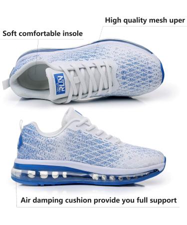 TORISKY Sports Sneakers for Men & Women - Lightweight Air Cushion Running Shoes - Comfortable Gym Fitness Footwear - EU Size 39 - White & Blue - Buy Online on GoSupps.com