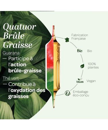 SUPERDIET - ORGANIC FAT BURNER QUARTET - Slimming -Green tea Papaya Oat bran Guarana -French manufacture - 20 ampoules of 15 ml - Buy Online on GoSupps.com