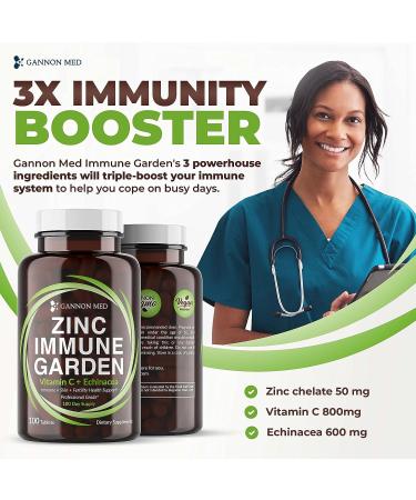 GANNON MED Chelated Zinc 50mg + Vitamin C 800mg + Echinacea 600mg Tablets - Immune Support for Kids & Adults - Buy Online on GoSupps.com