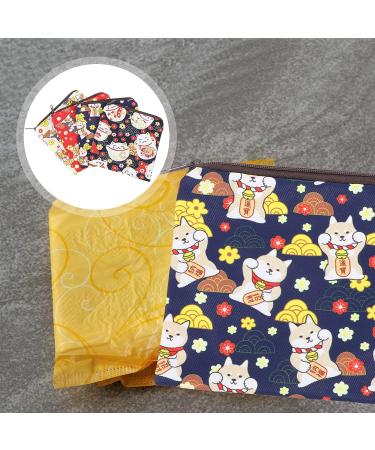 DOITOOL 4 Pcs Maneki Neko Cat Dog Sanitary Napkin Storage Bags - Zipper Menstrual Pad Pouches for Nursing Pad and Tampons - First Period Holder and Lipstick Purse - Buy Online on GoSupps.com
