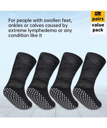 2 Pair Black Lymphedema Socks | Over Calf, 21 Girth | Stretches for Swollen Feet - Buy Online on GoSupps.com